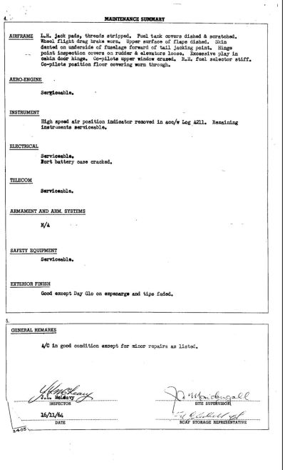 Aircraft Condition and Inspection Report